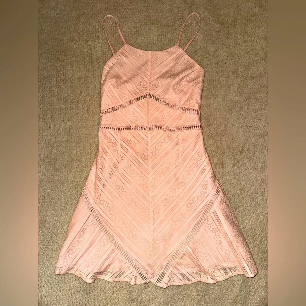 ANGL Blush Fit & Flare Cutout Mini Dress – Size: S